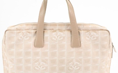 Chanel Travel Line Zip-Around Briefcase in Beige CC Jacquard with Leather Trim