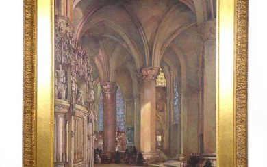 Charles Thomas (20th century), 'Interior of Church, signed with a...