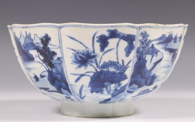 China, cinnamon blue and white porcelain bowl and...