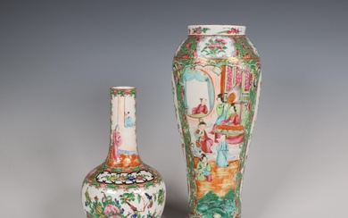 China, two Canton famille rose porcelain vases, 19th century