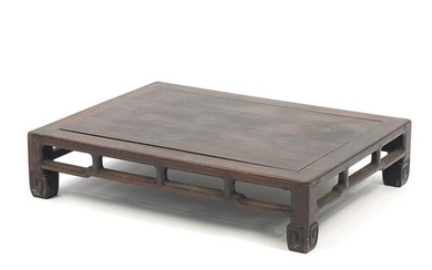 Chinese carved hardwood low table, possibly Hongmu, 15cm H x...