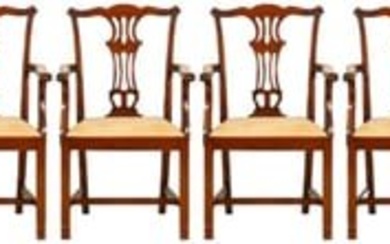 Chippendale Style Carved Upholstered Dining Chairs