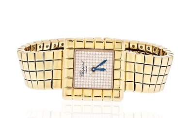 Chopard 18K Yellow Gold Ice Cube Square Diamond Dial Watch