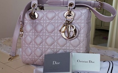 Christian Dior - Pearly Lambskin Cannage Medium Lady Dior Lotus Shoulder bag