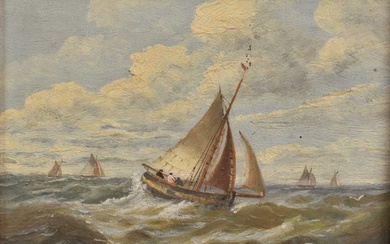 Christopher Mark Maskell (1846-1933) pair oils on canvas - Marine scenes, initialled, 18cm x 23cm, framed