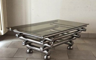 Coffee table - Chrome plating, Glass, Steel