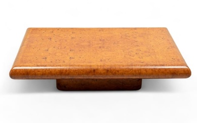 Contemporary Burled Wood Coffee Table, Ca. 1970, H 18" W 33" L 52"