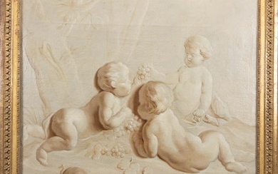 Continental school painting, likely 18th C., Putti with Grapes