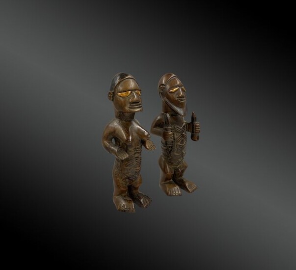 Couple of statuettes - Wood - Bembe - Congo DRC