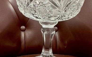 Cut Crystal Glass Heavy Footed Pedestal Candy Dish