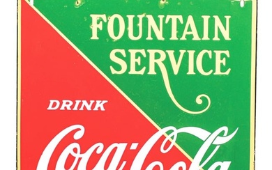 DRINK COCA-COLA FOUNTAIN SERVICE PORCELAIN SIGN
