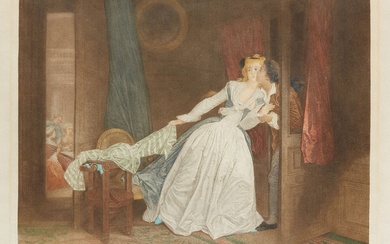 D'après Jean-Honoré Fragonard (1732-1806) Le baiser à la dérobé Gravure par N.F Regnault H. 46...