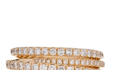 David Yurman 18K Yellow Gold Diamond Crossover 5-Row Ring 54 7