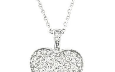 Diamond Puffed Heart Pendant Necklace in 14k White Gold 1.30ctw