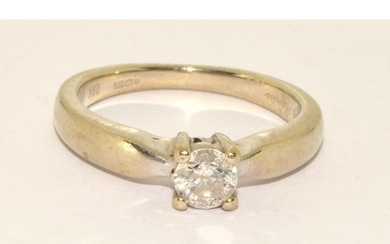 Diamond solitaire approx 0.33points 9ct gold 2.8g ring size ...