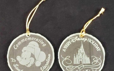 Disney Christmas Glass Ornaments Lot Of Two