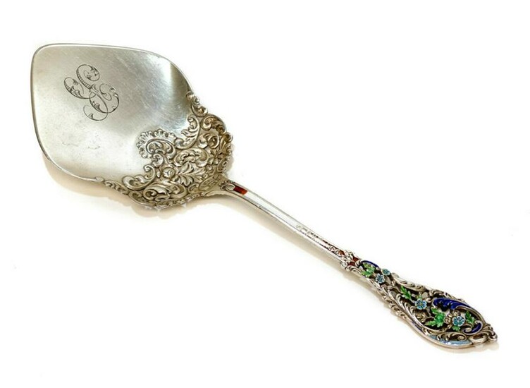 Dominick Haff Sterling Silver and Enamel Serving Spoon