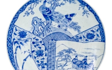 Edo Japanese blue and white porcelain huge charger plate, 47 cm - Charger plate - Porcelain