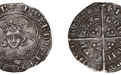Edward III (1327-1377), Treaty period, Halfgroat, variety f, London, mm. cross potent,...