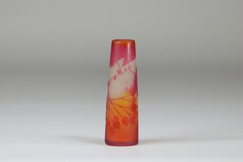 Emile Galle vase cleared with acid with fruit