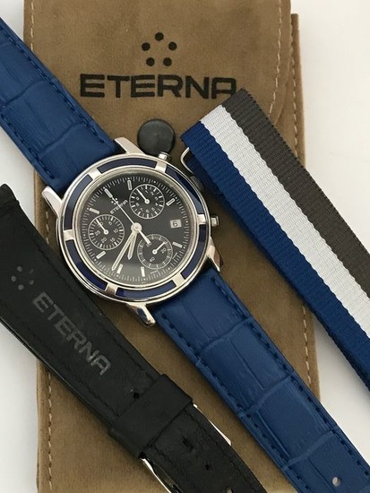 Eterna - Chronograph,navy blue dial, extra 2 cords, Eterna carrying case - Men - 2000-2010