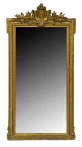 FRENCH GILTWOOD BEVELED WALL MIRROR