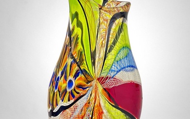 Filippo Maso - Vase - Large multicolored vase with filigree, murrine and reticello - Glass