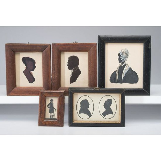 Five Painted Silhouettes on Paper, Signed Luci Isaacs