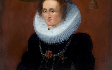 Flemish school (XVII) - Portrait of a noble lady with ruff collar