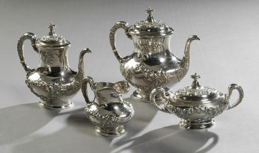 Four Piece Sterling Tea and Coffee Set, 20th c., by