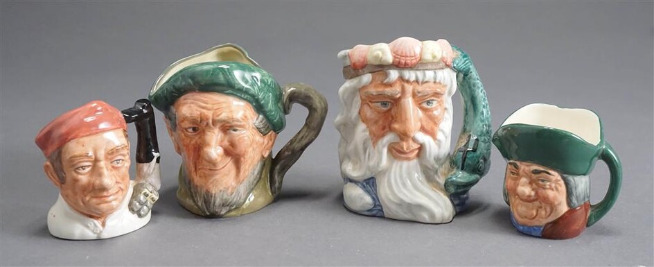 Four Royal Doulton Miniature Toby Mugs, H of tallest: 3 in