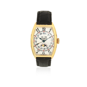 Franck Muller. An 18K gold automatic triple calendar wristwatch with moon phase