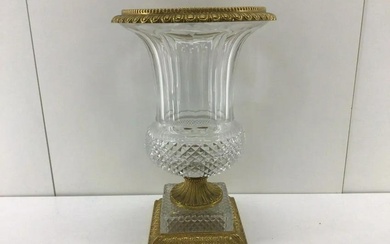French Gilt Bronze Cut Crystal Vase
