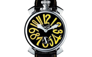 GaGà Milano - Mechanical Manuale 48MM Black and Yellow Steel Swiss Made - 5010.12S - Unisex - BRAND NEW