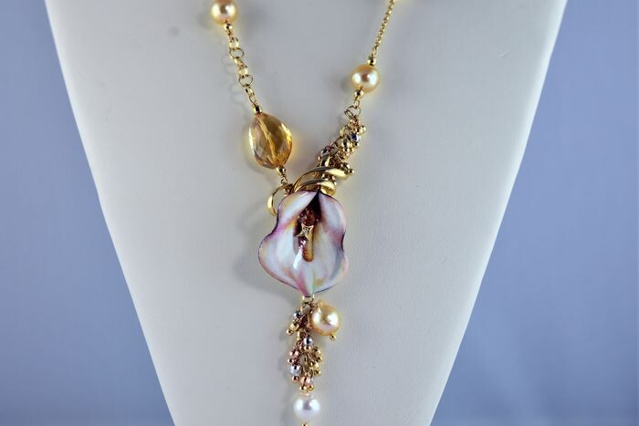 Gabriella Rivalta - 18 kt. Yellow gold - Necklace with pendant - 0.01 ct Diamond