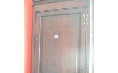 Georgian oak corner wall cabinet with paneled door, serpenti...