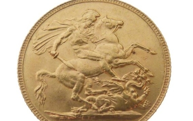 Gold Coin - Edward VII sovereign, 1908