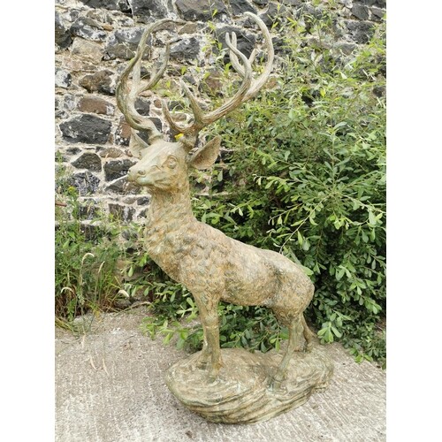 Good quality bronze Stag mounted on a craggy rock {160 cm H ...