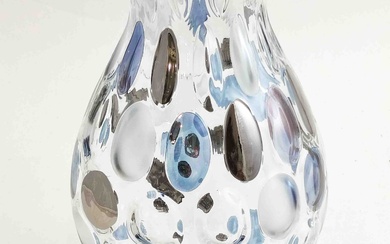 Grand vase en verre fait à la main, probablement dans les années 1960/70, dimensions env....