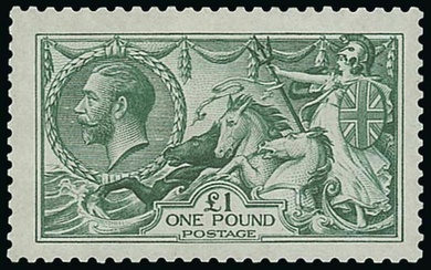 Great Britain King George V Issues 1913 Waterlow £1 dull blue-green, very well centred, full or...