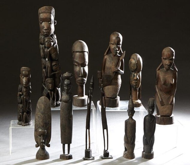 Group of Twelve African Carved Wood Figures, 20th c.
