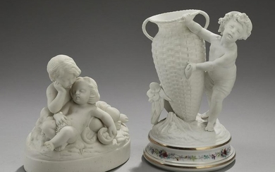 Group of two bisque figures, including Limoges