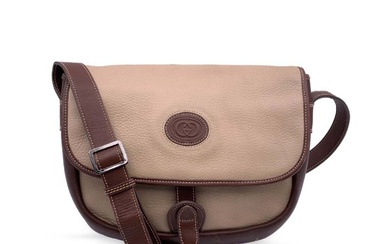 Gucci - Vintage Beige and Brown Leather Flap Shoulder Bag - Crossbody bag