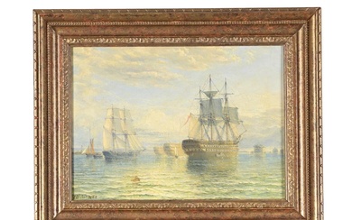 HENRY THOMAS DAWSON JNR. (BRITISH FL. 1860-1878), SHIPS AND PRISON HULKS AT ANCHOR