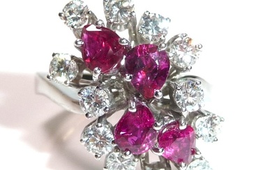 Handcrafted 1.05 ct. - Ring - 18 kt. White gold Diamond (Natural) - Ruby