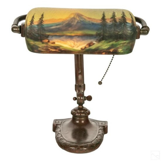 Handel Reverse Painted Glass Shade Desk Lamp 7183