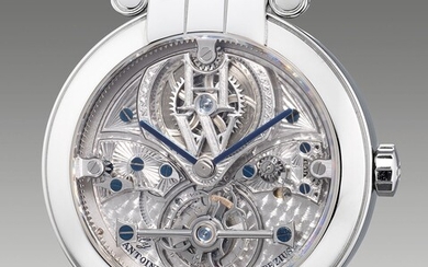 Harry Winston, Ref. 200MTQPAP38 An impressive and rare limited edition platinum semi-skeletonized perpetual calendar tourbillon with leap year indication, retrograde day and date indication, hinged caseback, warranty and presentation box, numbered 10...