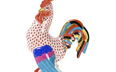 Herend Cocky Rust Fishnet Rooster Porcelain