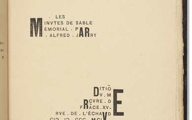 JARRY, Alfred (1873-1907). Les Minutes de sable Mémorial. Paris : Mercure de France, 1894.