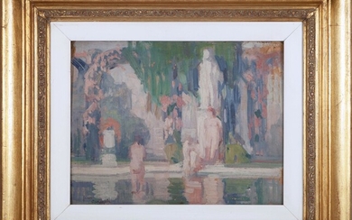 JEAN ARNAVIELLE (1881 - 1961) Pintor parisino BAÑISTAS Óleo...